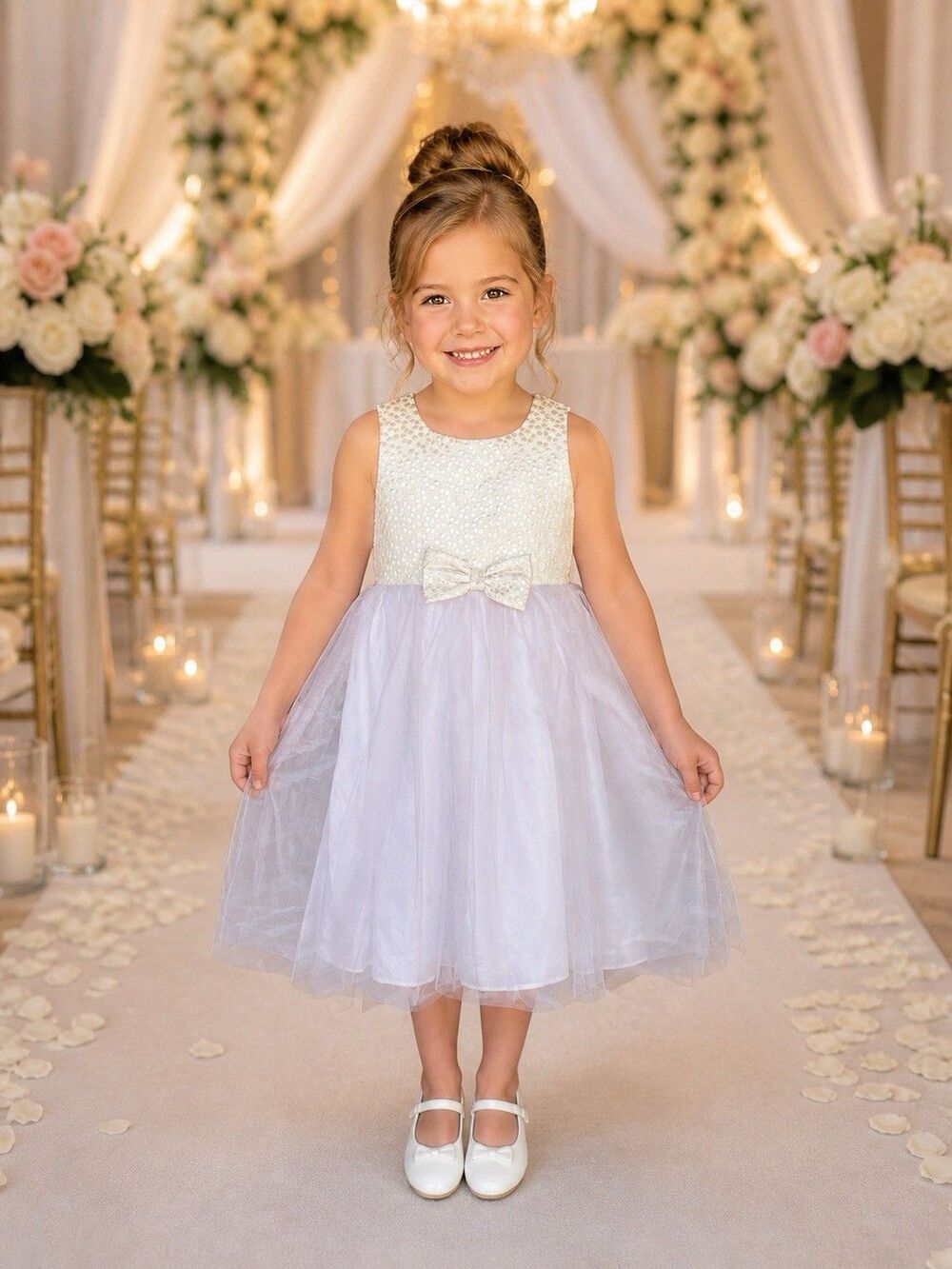 Bella by Marmellata Classics White Tulle Special Occasion Tie Dress Girls 7